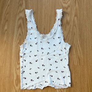 Urban Outfitters Floral Lace Trim White Tank Top Size XS/S